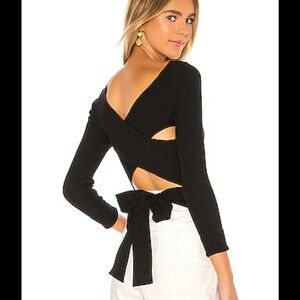 525 America Black Cross Back Tie Sweater